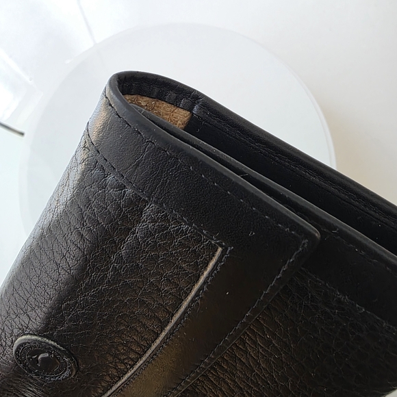 Dooney Bourke Trifold Wallet Clutch Leather Kisslock Coins Black - Picture 14 of 15